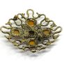 Rare Vintage Gold Tone Amber Brooch Image 7