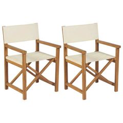 Folding Directors Chairs 2 pcs Solid Teak Wood