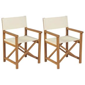 Folding Directors Chairs 2 pcs Solid Teak Wood