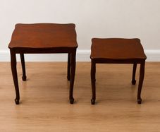 Dark Wood Side Tables Nesting Pair