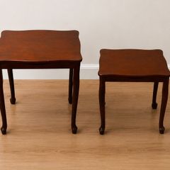Dark Wood Side Tables Nesting Pair