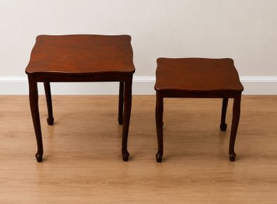 Dark Wood Side Tables Nesting Pair