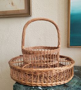 Vintage wicker wine basket