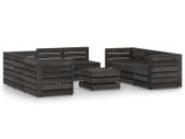 9 Piece Garden Lounge Set Grey Impregnated Pinewood