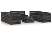 9 Piece Garden Lounge Set Grey Impregnated Pinewood