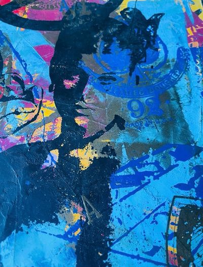 Original signed mix media painting by New York artist Bobby Kareem Hill