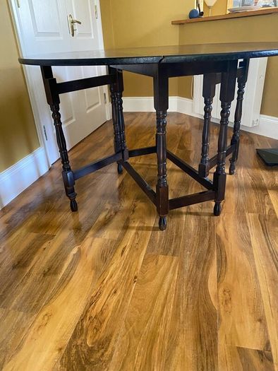 Folding Round Dining Table in Solid Dark Oak