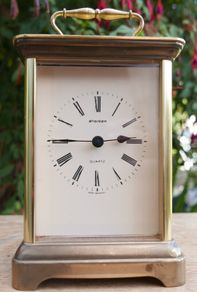 Vintage Staiger Brass Mantel Catriage battery operated Table Clock