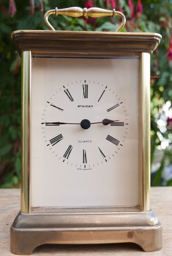 Vintage Staiger Brass Mantel Catriage battery operated Table Clock