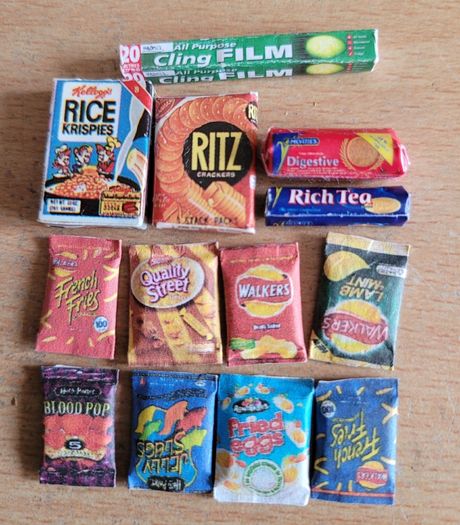 Miniature shop, dolls house groceries, food, sweets