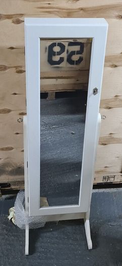 White Free-Standing Jewellery Cabinet with Full-Length Mirror