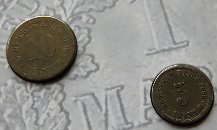 12 Coins (incl 2 Silver ) in old Germany set | 130 Years Deutsche Mark | 2 Silver coins | 12 coins