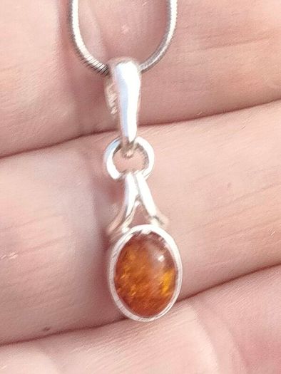 Sterling Silver Amber Pendant set