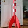 Large 1m Red & White Rocket Sculpture Tintin Style Retro Pop Art Floor Decor Image 4