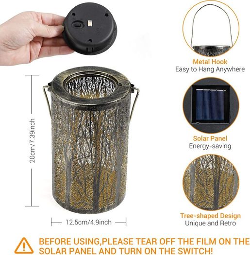 Solar Lanterns for The Garden - OxyLED Metal LED Tree Garden Hanging Lanterns IP44 Waterproof Moroccan Garden Ornaments Outdoor for Patio Fence Pathway Wall Table Tree Bronze