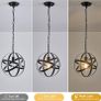 Pendant Light Industrial Globe Farmhouse Lighting Vintage Chandelier Spherical Hanging Ceiling Fixture for Kitchen Island Dining Table E27 Black 1 Light Image 4