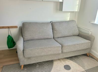 Light Grey 3-seater Pull-out Sofa Bed with mattress
