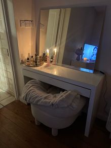 ikea MALM dressing table with glass top