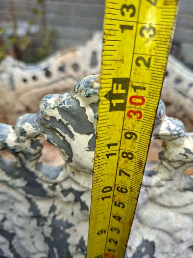 Very Large Heavy Antique French Cast Iron Outdoor Planter, featuring ornate Rococo or Louis XV style decorations, organic scrolls, and swags Luxury Flower Holder of its time