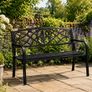 Black Metal Garden Bench 2 Seater Outdoor Patio Bench Image 2