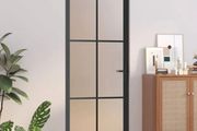 Interior Door 83x201.5 cm Black Matt Glass and Aluminium