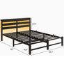 5ft King Bed Frame with Charging Station and LED Lights, Heavy Duty Metal Platform King 150x200 cm Bed Frame with Wood Storage Headboard, No Box Spring Needed, Noise Free, Black Image 2
