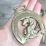 Vintage Solid Brass Horseshoe Brass Horse Saddle Harness Medallion Ornament Image 4