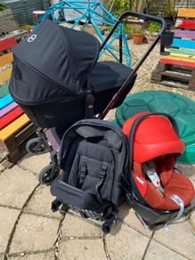 Cybex All-Terrain Stroller (Chrome Stardust) with a matching car seat