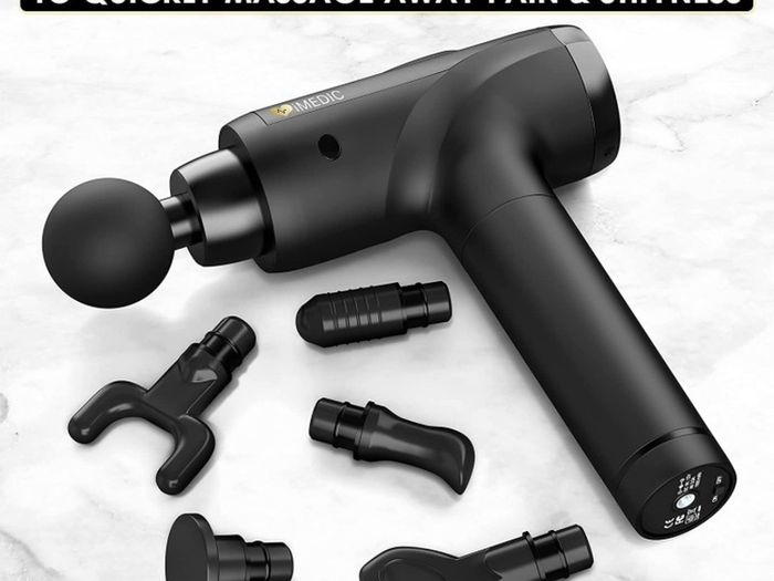 Premium Muscle Massage Gun Deep Tissue Muscle Massager - 30 Speeds High Speed Handheld Percussion Massager - LCD Touch Screen - 6 Massage Heads (FREE POSTAGE)
