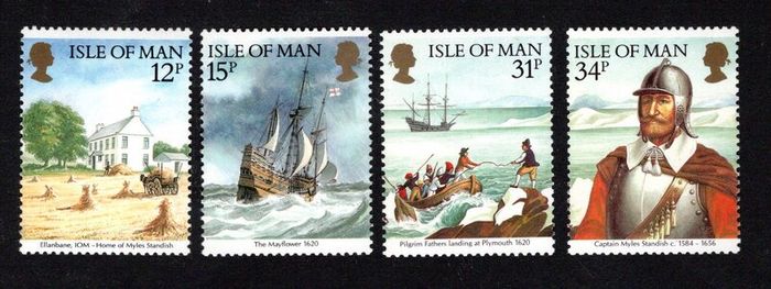 1986 Isle of Man Aeripex '86 International Stamp Exhibition. Myles Standfish of the Mayflower Commemorative Stamp Mint Never Hinged (MNH)