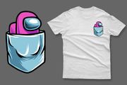 Pink impostor in the pocket among us t-shirt imposter among us t-shirt impostor t-shirt