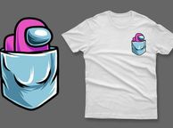 main image for ad Pink impostor in the pocket among us t-shirt imposter among us t-shirt impostor t-shirt