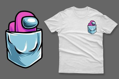 Pink impostor in the pocket among us t-shirt imposter among us t-shirt impostor t-shirt