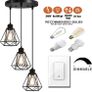 3-Light Pendant Light, Flush Mount Ceiling Light Fixture with Black Metal Cage Shade, Vintage Hanging Pendant Lighting for Kitchen, Island, Dining Room (FREE POSTAGE) Image 3
