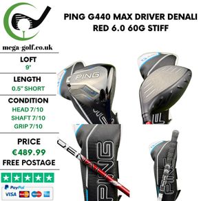 Ping G440 Max Driver / 9 Degree / Denali Red 6.0 60g Stiff