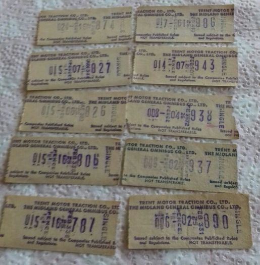 Used 1970s Trent Traction Co Bus Tickets( FREEPOST  )