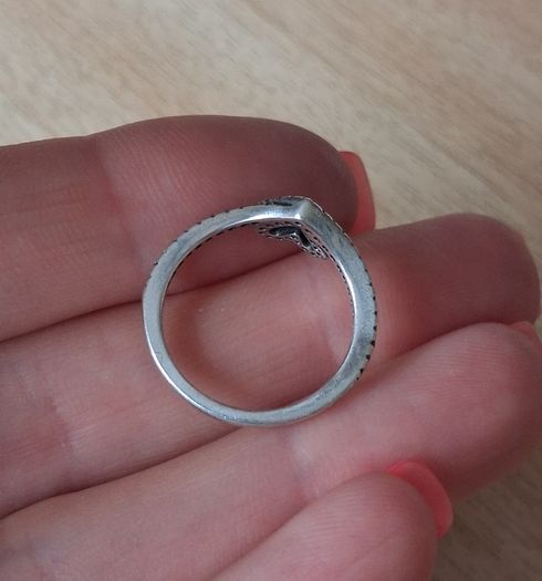 Pandora Sparkling Wishbone Heart silver ring  size 48