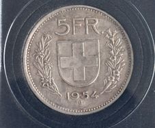 Switzerland 5 Francs 1954, Coin