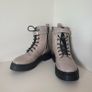 Beige patent chunky biker boots |River Island UK 5 / EU38 Nude Image 2