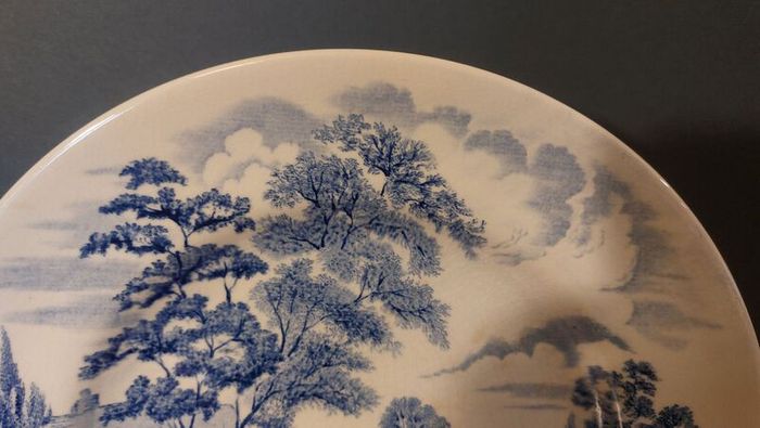 Fabulous Vintage Arklow Pottery Blue and White 9 Inch Wall Plate in an Classic Style Landscape Pattern with a Country Scene