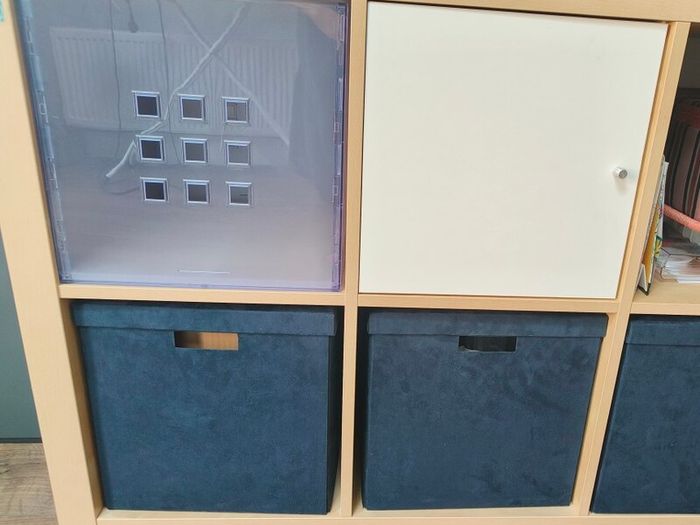 Kallax storage boxes, purple plastic, 33x 37 x33