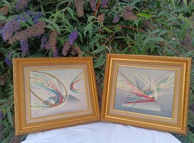 A Pair Of Beautiful Mixed Media on Canvas