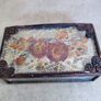 Vintage Pressed Flower Glass Trinket Box  with bottom Mirror heavy glass Image 9