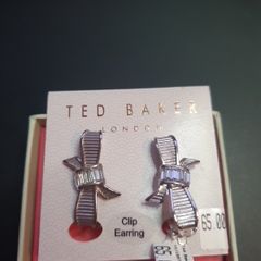 NEW Ted Baker Silver color Clip earrings RRP65 euro NEW & BOXED