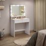 Dressing table LED  with mirror and bulbs Dressing table with mirror and light bulbs dressing table, dressing table, cosmetic table with 9 LED light bulbs and mirrors, adjustable brightness, 2 drawers and 3 open compartments, drawers, modern, whit Image 3