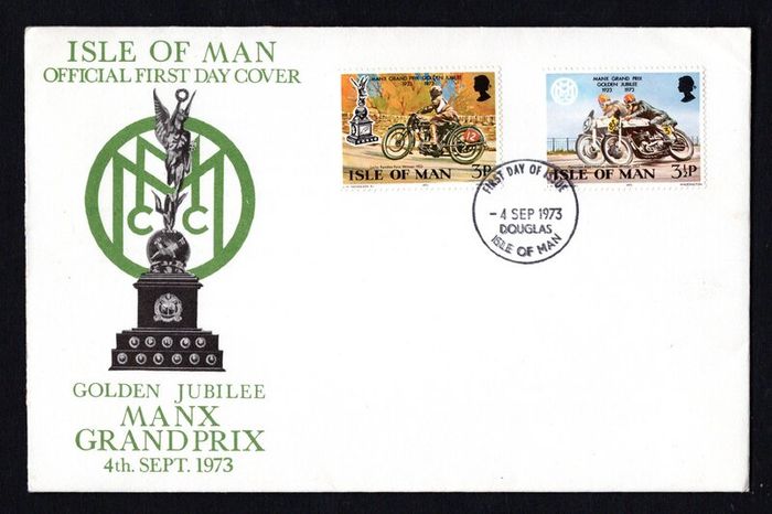 1973 Isle of Man Golden Jubilee Manx Grand Prix 1923-1973 Commemorative Stamps First Day Cover (FDC)