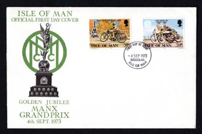 1973 Isle of Man Golden Jubilee Manx Grand Prix 1923-1973 Commemorative Stamps First Day Cover (FDC)