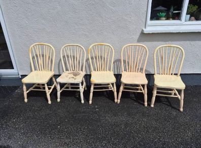 Antique Painted Pine Kitchen Chairs