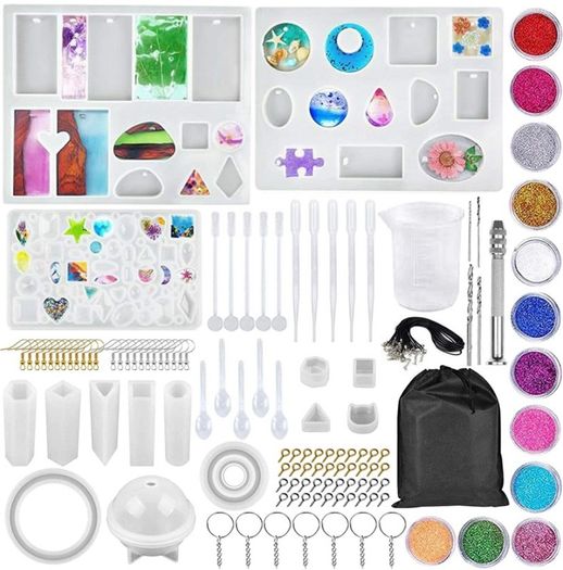133 Pcs Resin Casting Molds and Tools Set, Jewelry Craft Moulds, Daohexi DIY Silicone Epoxy Resin Mold, for Resin Jewelry and Craft, Resin Craft Making Kit (FREE POSTAGE)