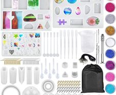 133 Pcs Resin Casting Molds and Tools Set, Jewelry Craft Moulds, Daohexi DIY Silicone Epoxy Resin Mold, for Resin Jewelry and Craft, Resin Craft Making Kit (FREE POSTAGE)
